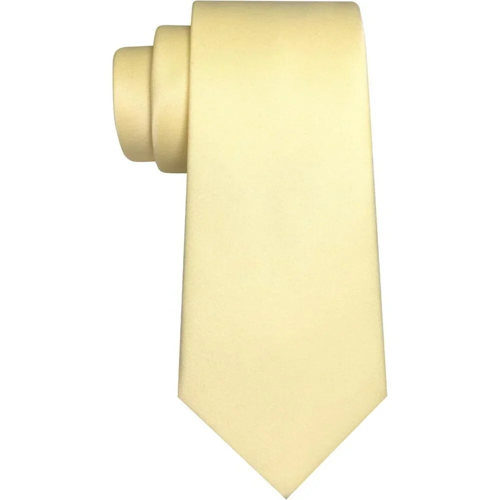 Men's Light Yellow Solid Pure Color Imported Polyester Formal Neck Ties